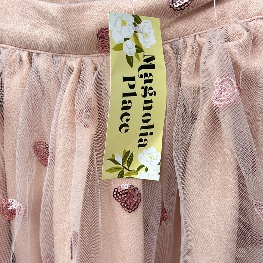 NWT Unique Vintage Magnolia Park Tulle Sequin Hearts Skirt Retro Pinup Feminine - Picture 4 of 7